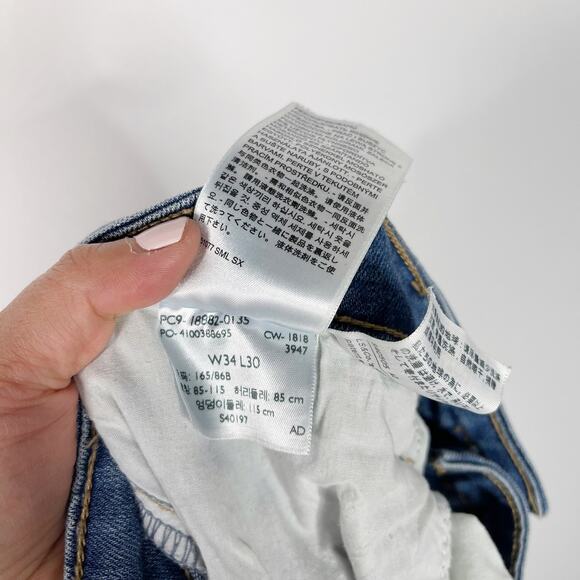 Levis Womens 34 Medium Wash 721 High Rise Skinny Jeans Raw Fray Hem Blue Cotton - Picture 12 of 13